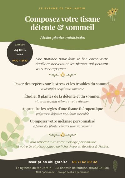 Atelier „Composez votre tisane détente & sommeil“