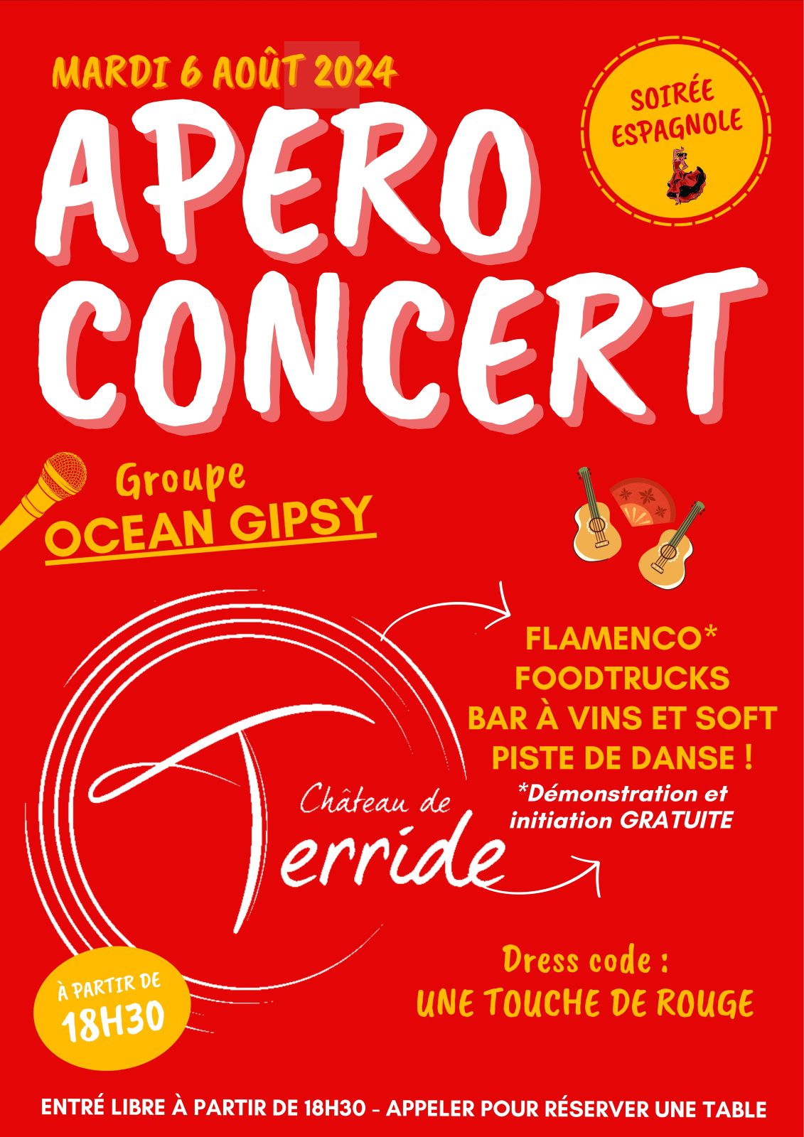 Apéro concert au Château de Terride Le 6 août 2024