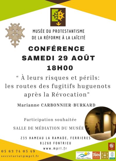 Conférence « À leurs risques et périls: les routes des fugitifs huguenots après la Révocation »